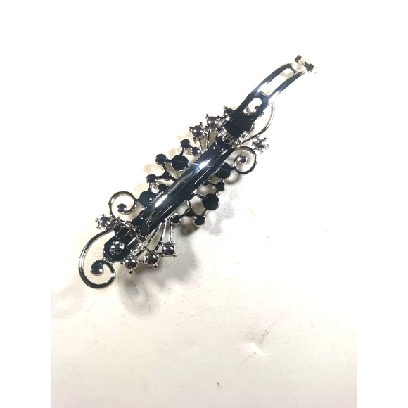 Stars Ablaze Hair Barrette Tension Clip Silver Tone Faux Pearls Party Wedding - Picture 6 of 6